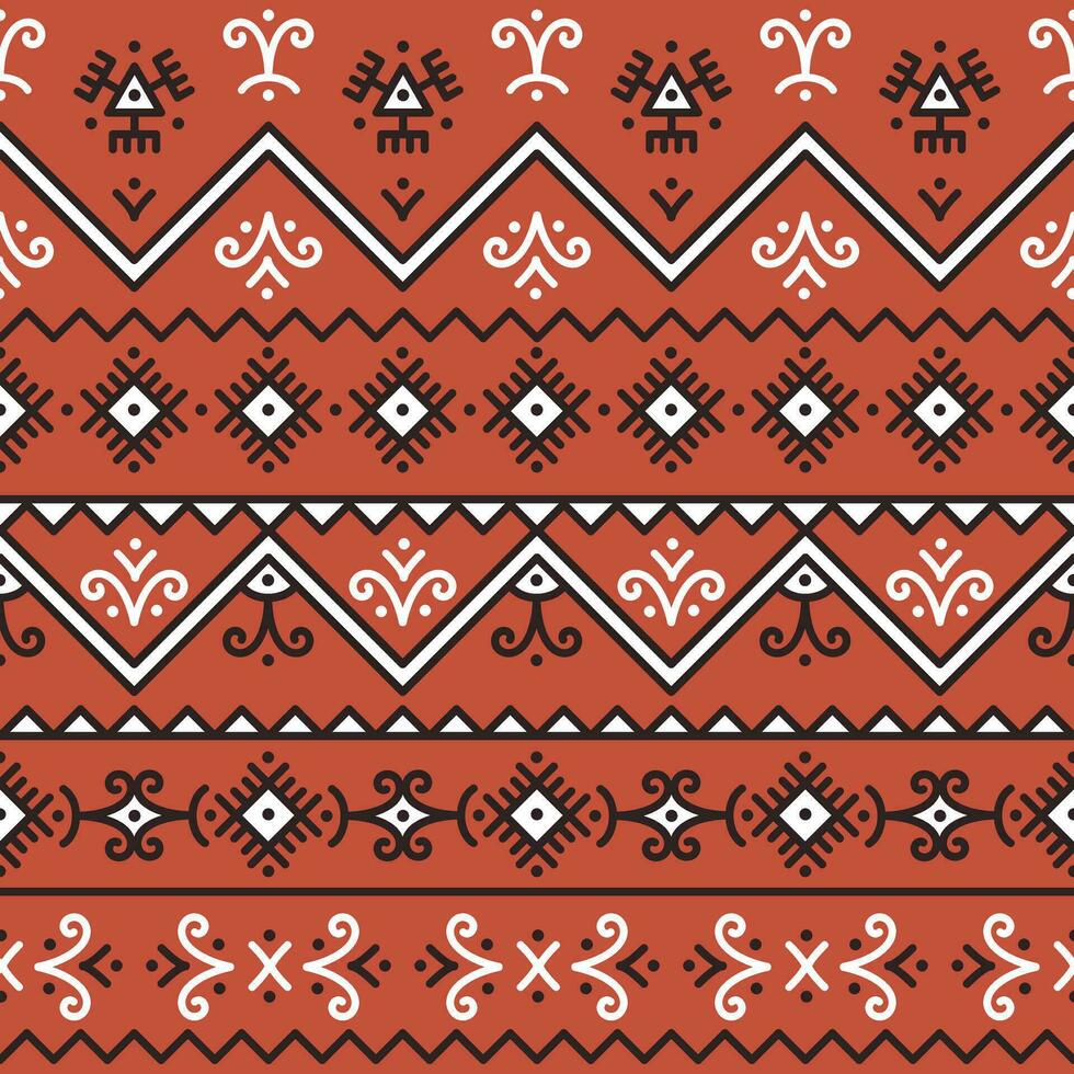 Ethnic seamless pattern. Vector tribal background. Oriental colors and style. Ethnic flowers and geometric frames. Design for fabric, wallpaper, border, wrapping paper.