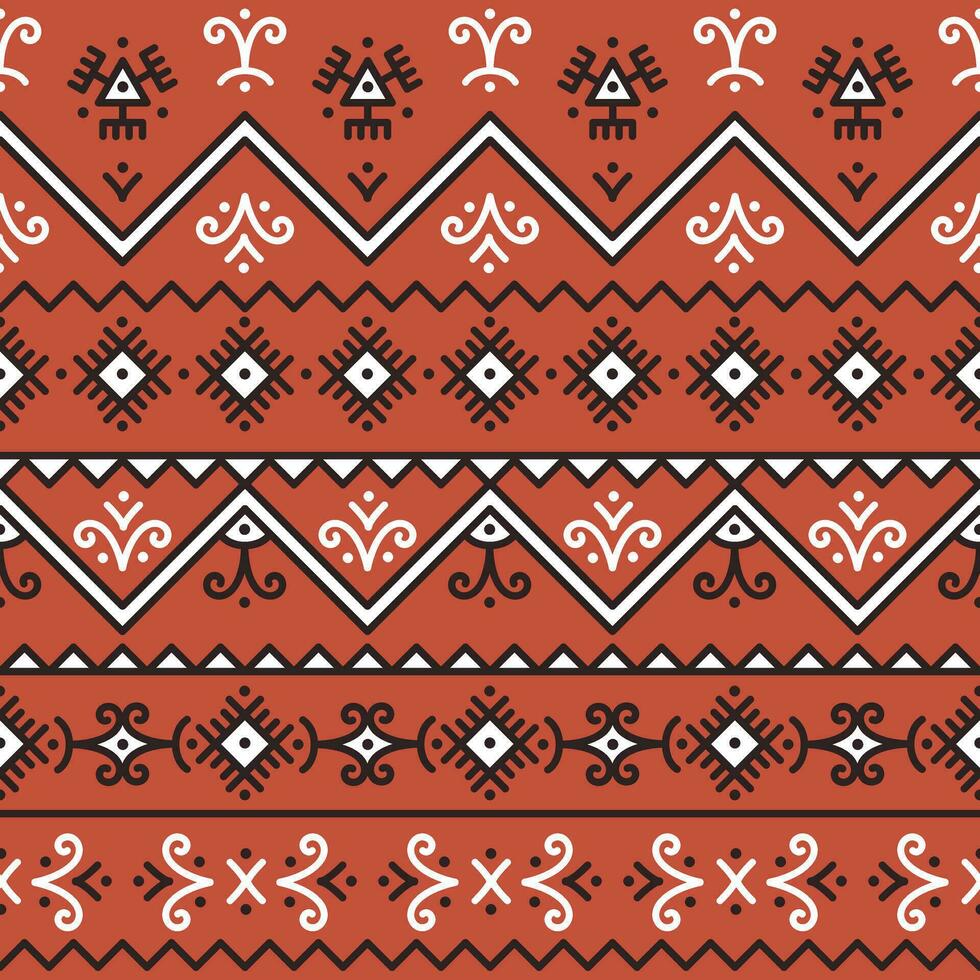 Ethnic seamless pattern. Vector tribal background. Oriental colors and style. Ethnic flowers and geometric frames. Design for fabric, wallpaper, border, wrapping paper.