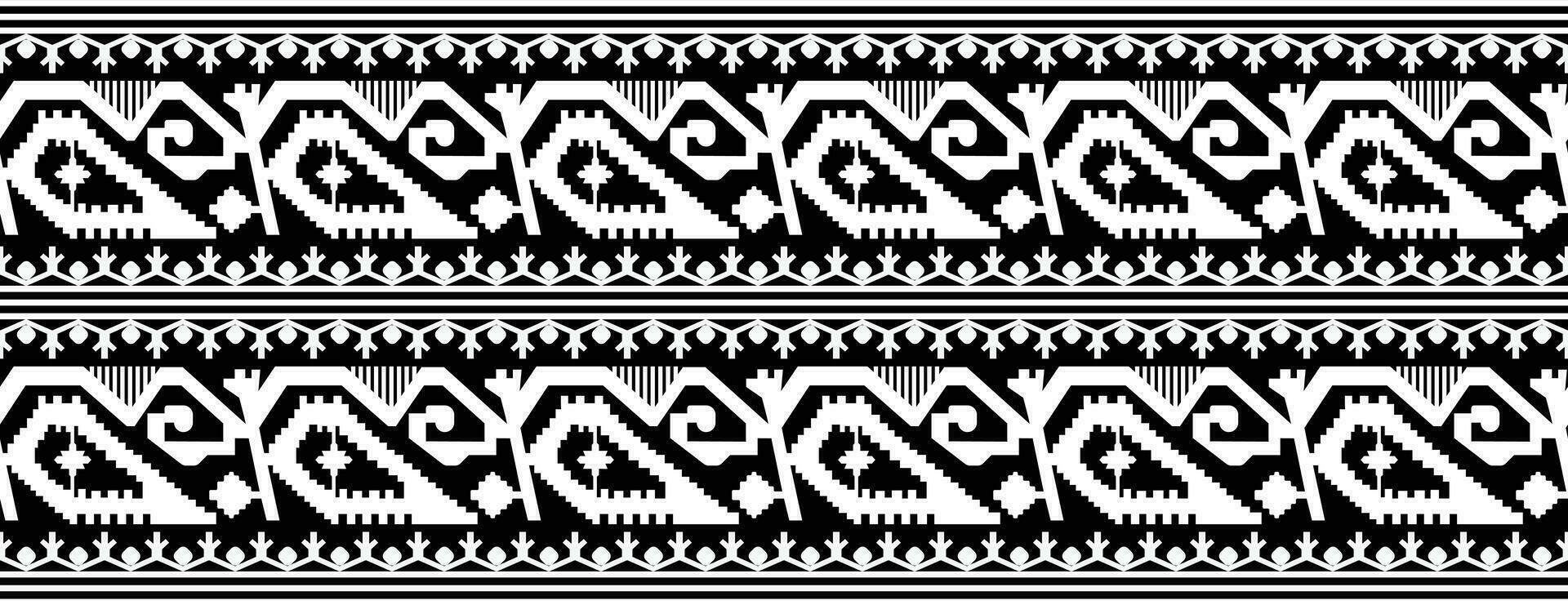 Jamdani sari border pattern design. Vector seamless fabric pattern design.