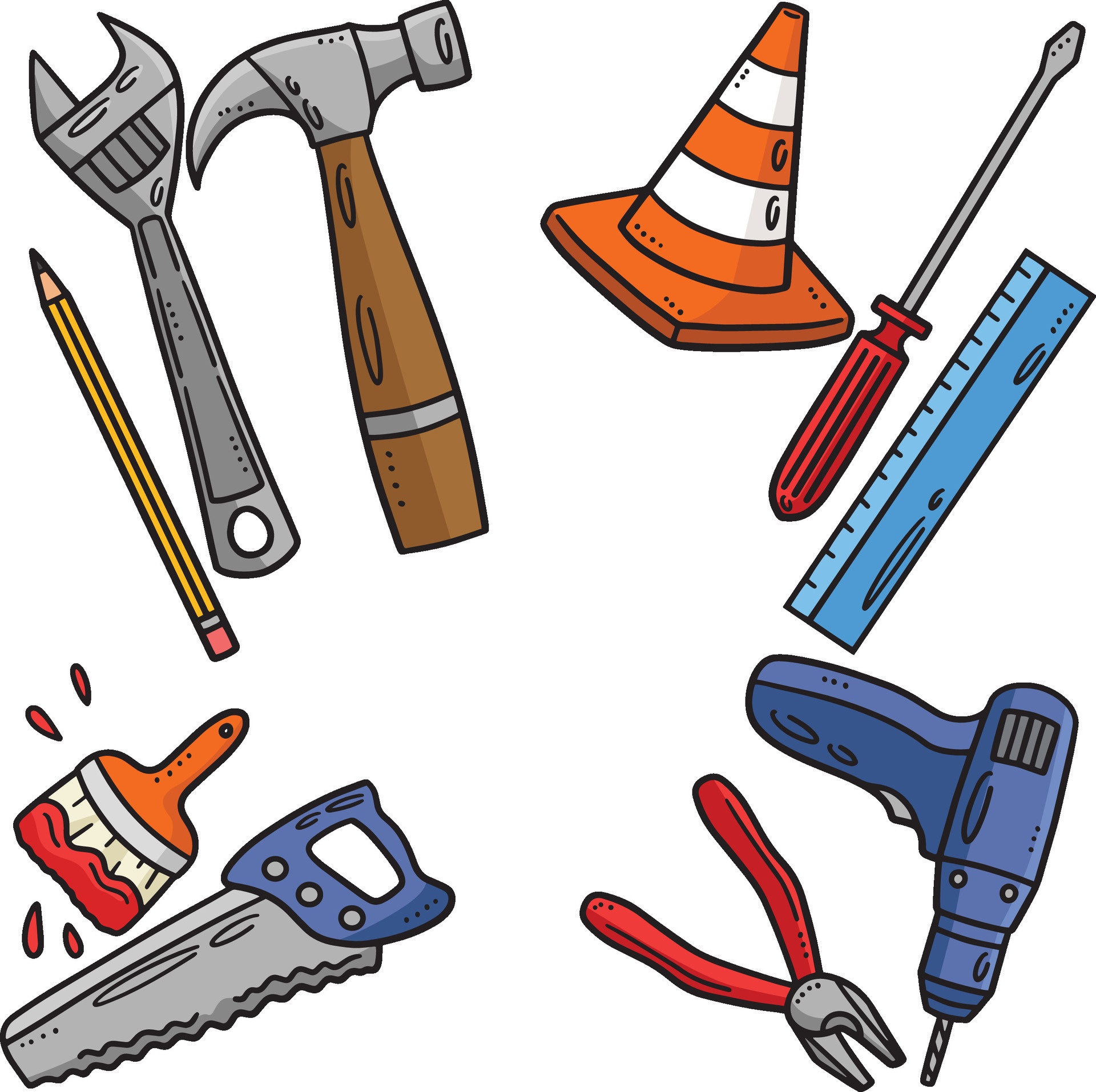 Construction Tools Cartoon Colored Clipart 26758896 Vector Art at Vecteezy