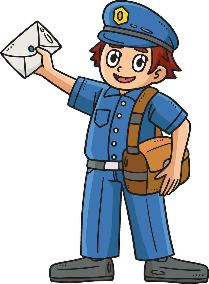 Postman Cartoon Colored Clipart Illustration vector