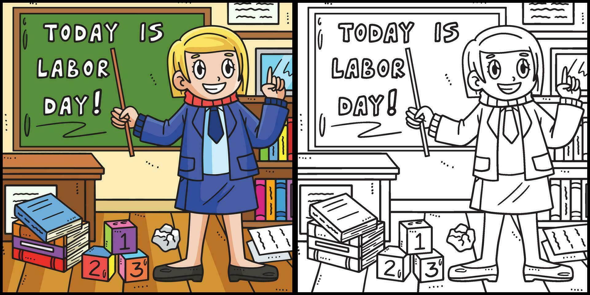 Labor Day Teacher in the Classroom Illustration vector