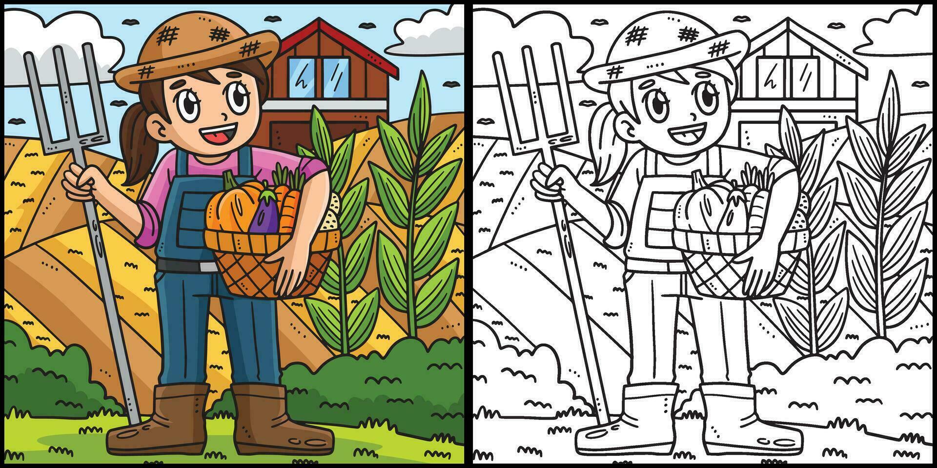 Labor Day Farmer with Harvest Illustration vector