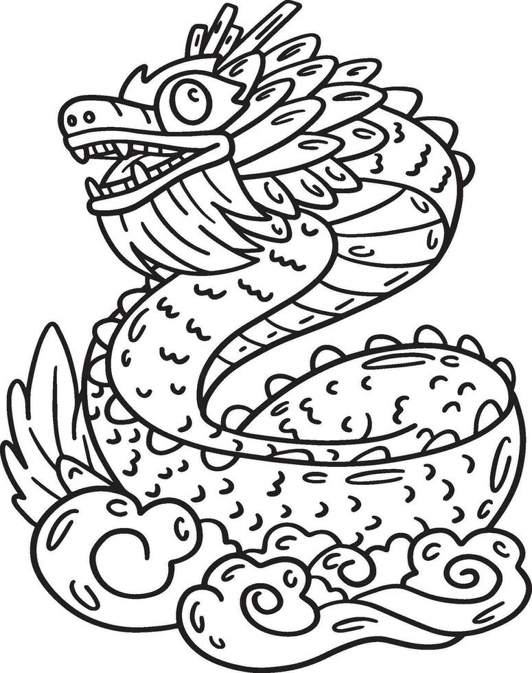 Year of the Dragon Dragon Statue Isolated Coloring vector