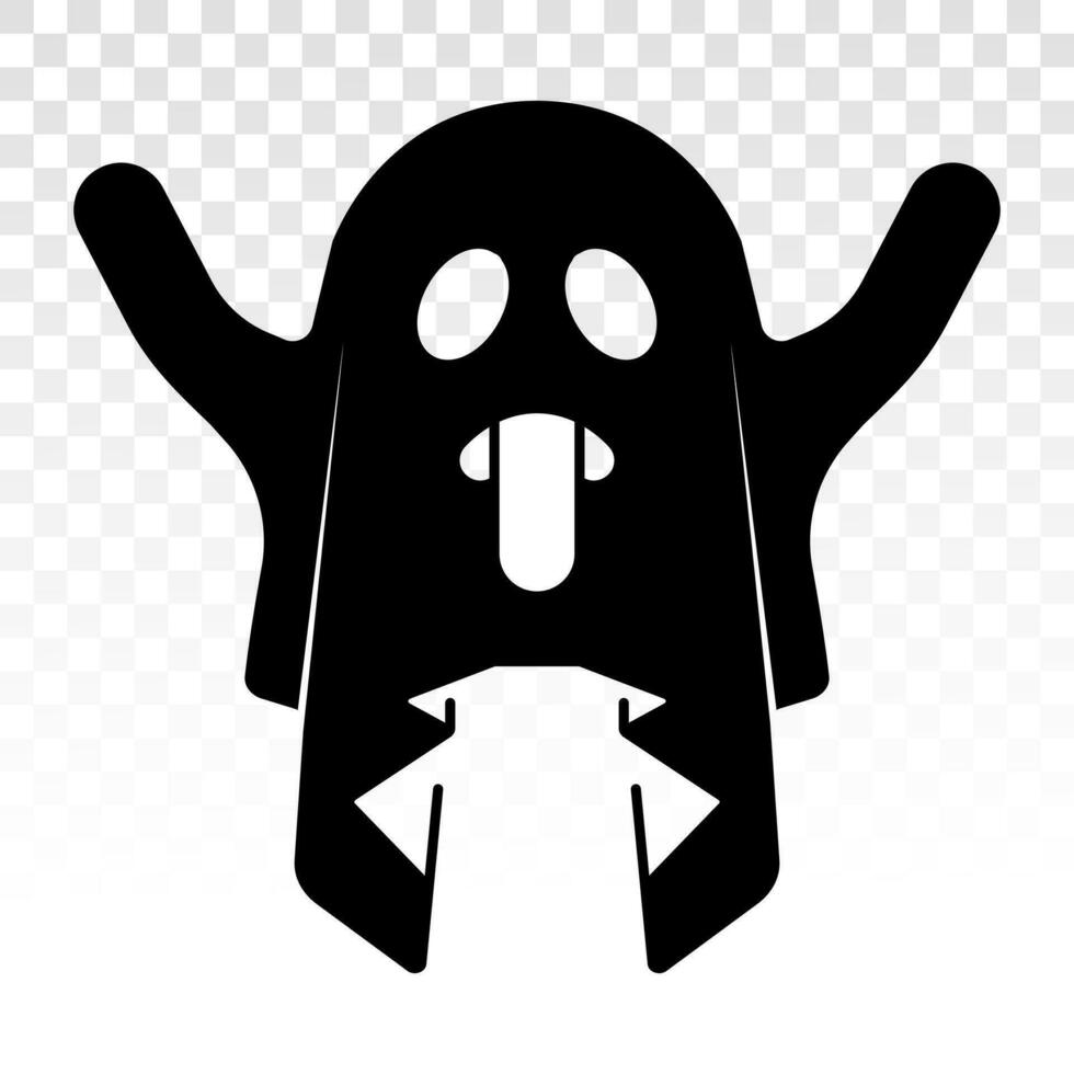 de miedo fantasma o fantasma pega fuera lengua plano icono para aplicaciones y sitios web vector