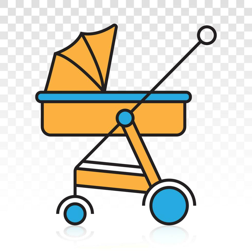 Baby carriage or pram flat colour icon for apps or website vector