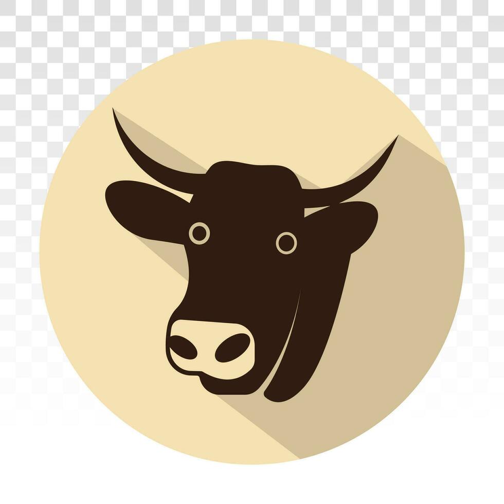 cow head with horns - flat colour icon for apps or website vector
