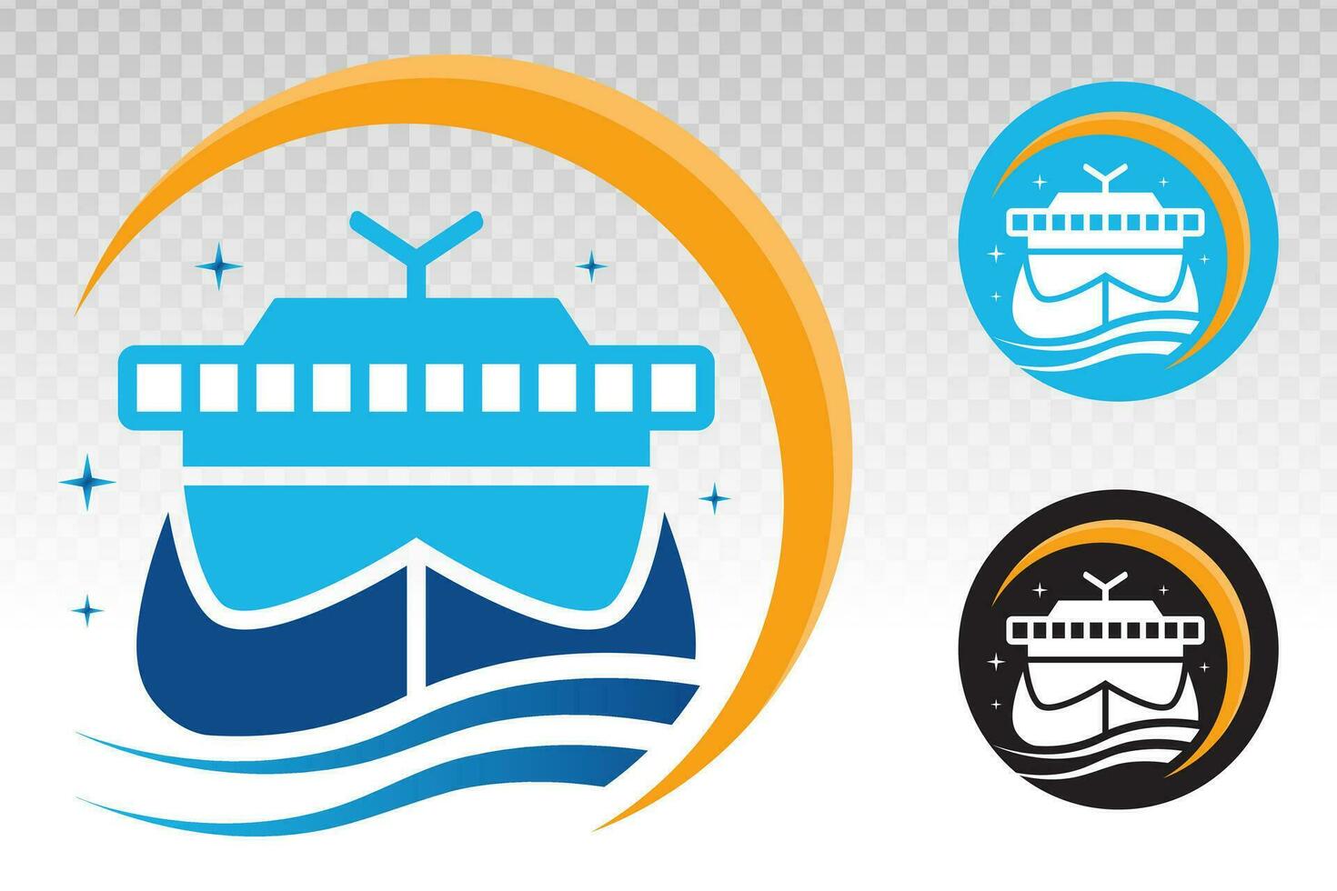 Cruise ship or cruise liner logo for apps or websites vector