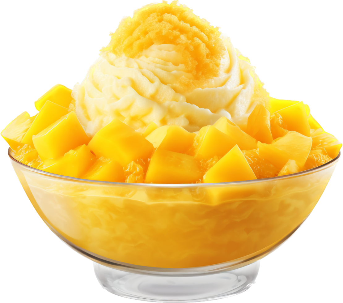 Mango shaved ice png with AI generated.