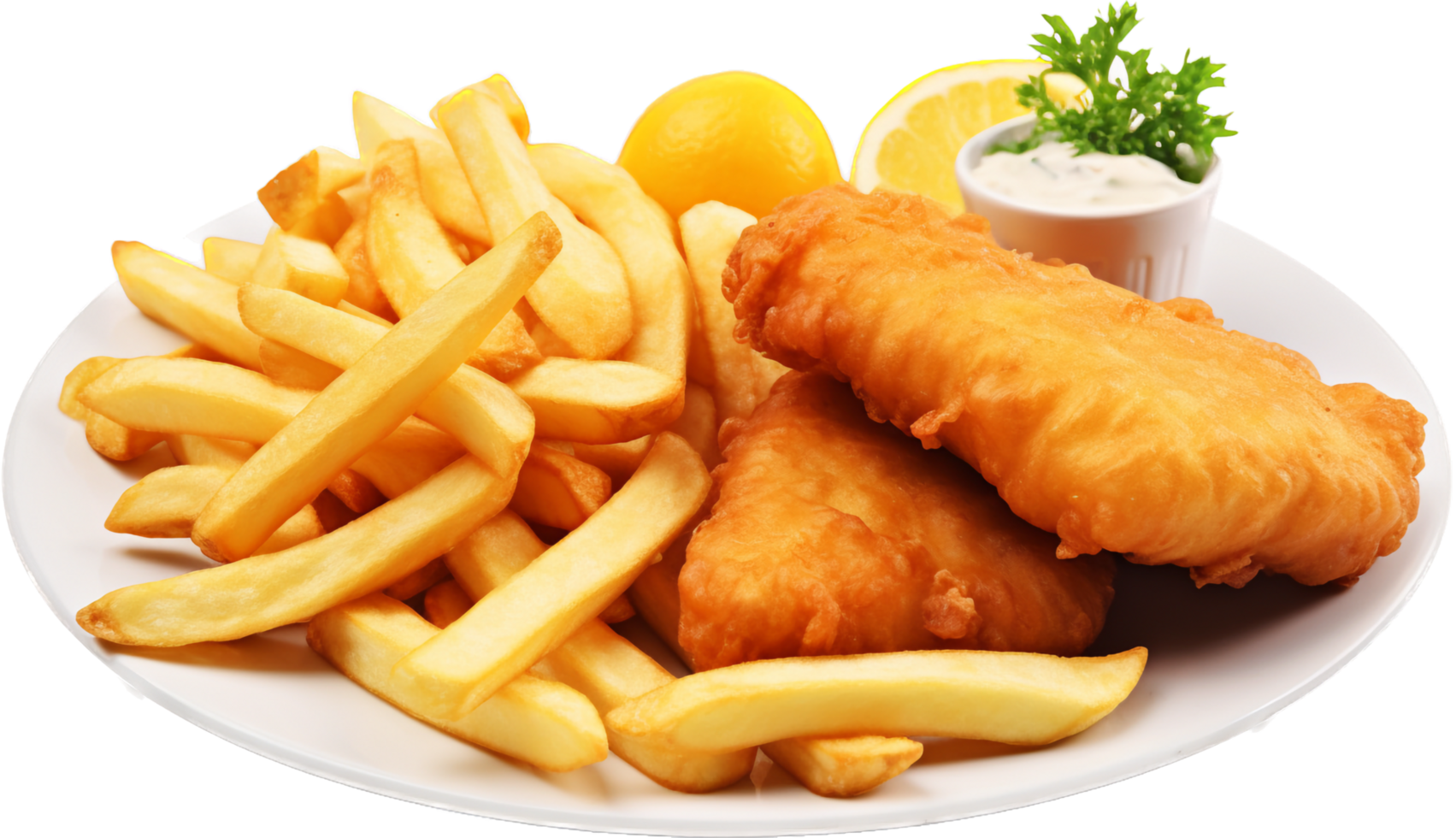 Fish and chips png with AI generated.
