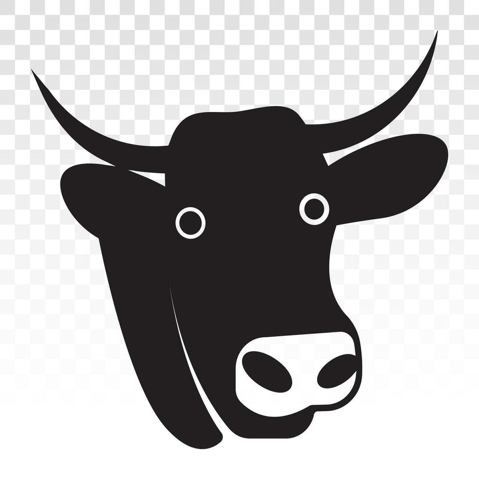 cow head with horns flat vector icon for apps or website