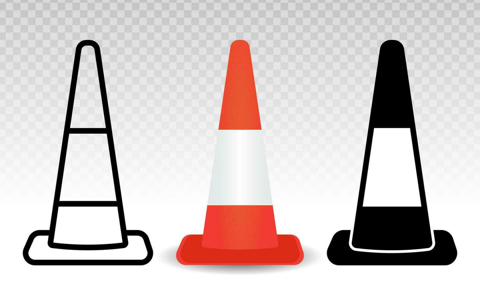 traffic cone or road pylon flat icons for apps and websites vector