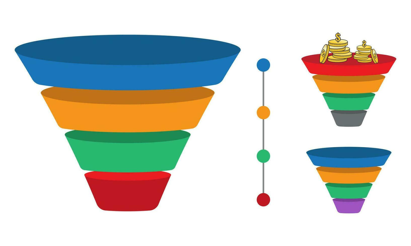 sales lead conversion half funnel icon for presentation apps and websites vector