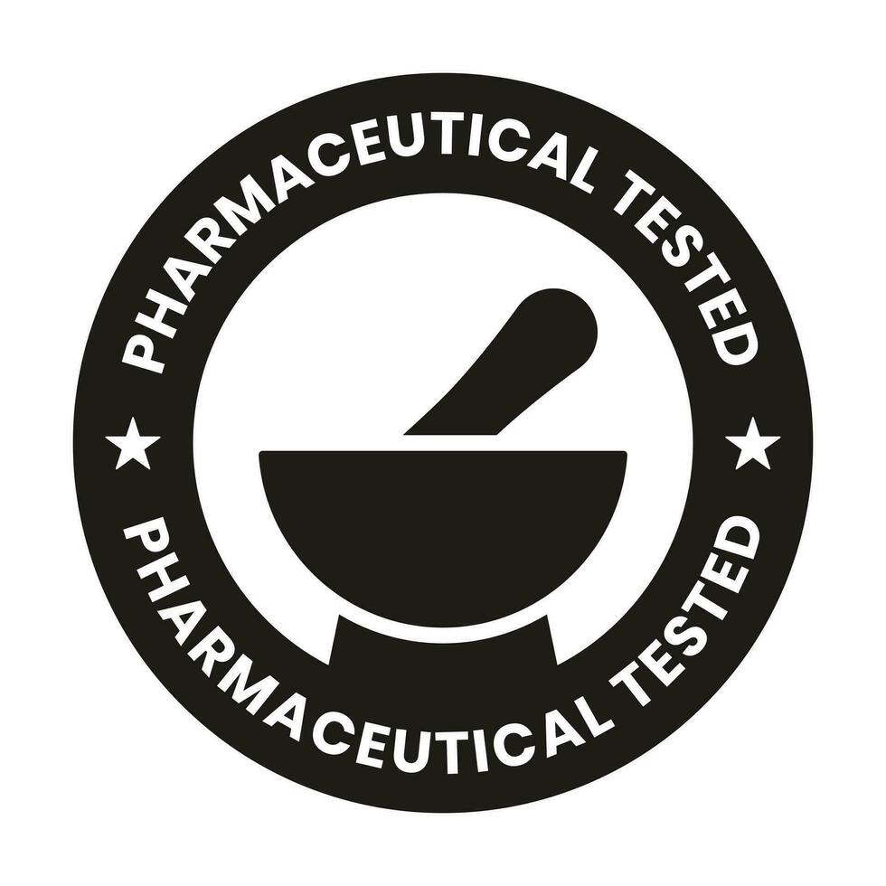 Pharmaceutical tested product stamp label flat icon for apps or websites vector