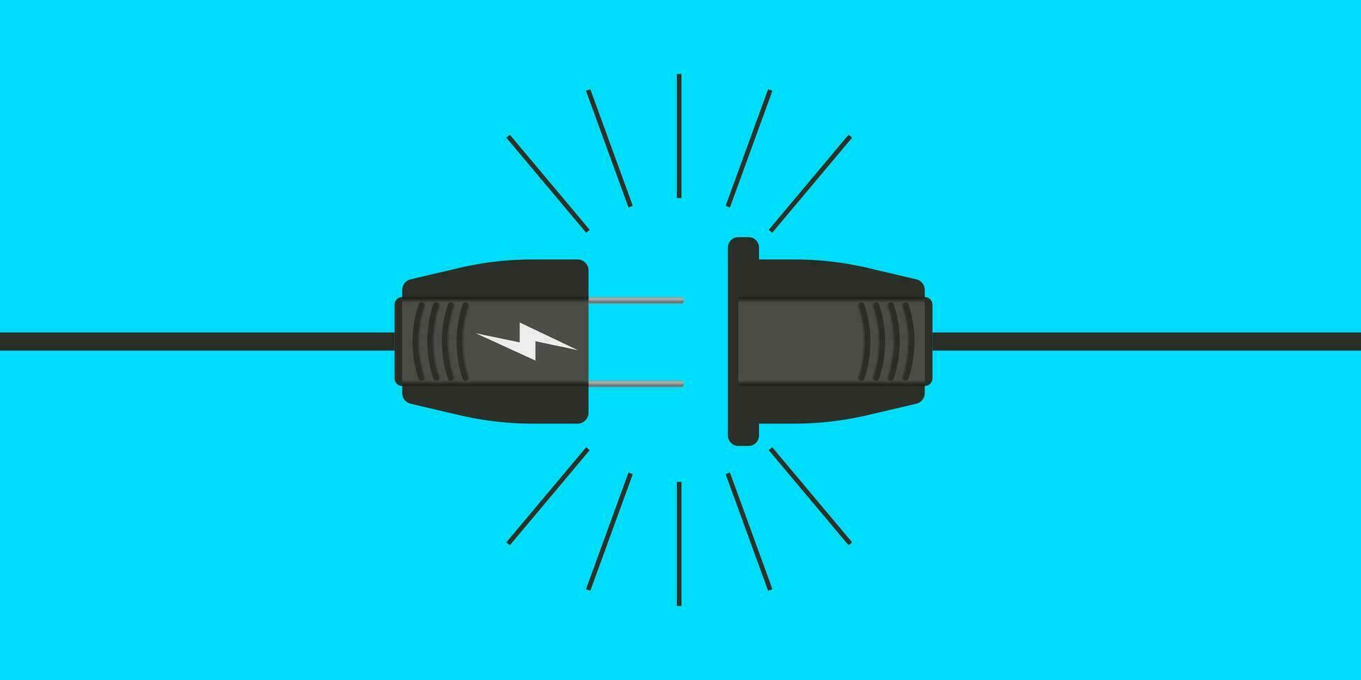 Electric plug icon in vector shape on a blue background