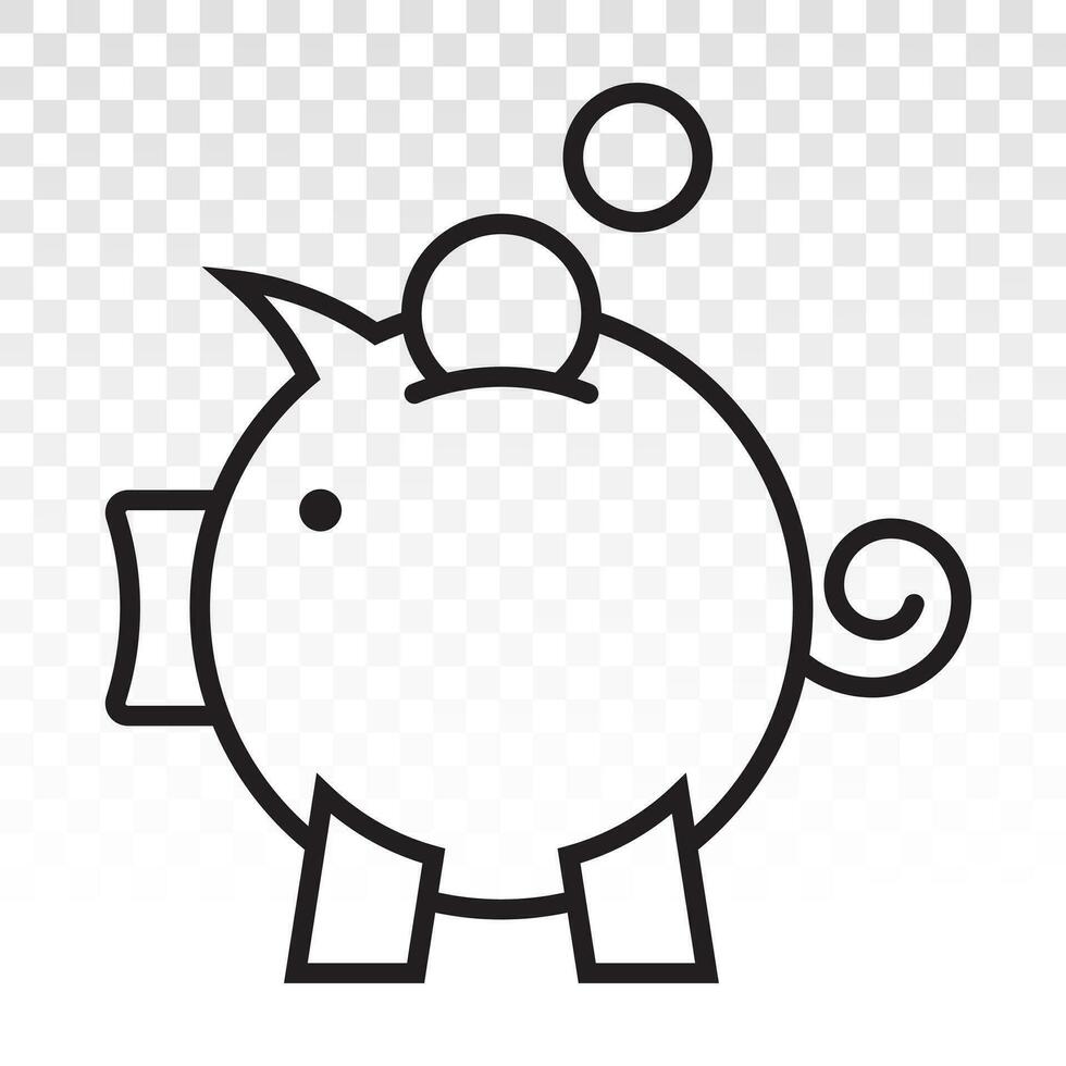 Piggy bank or piggybank vector line art icon