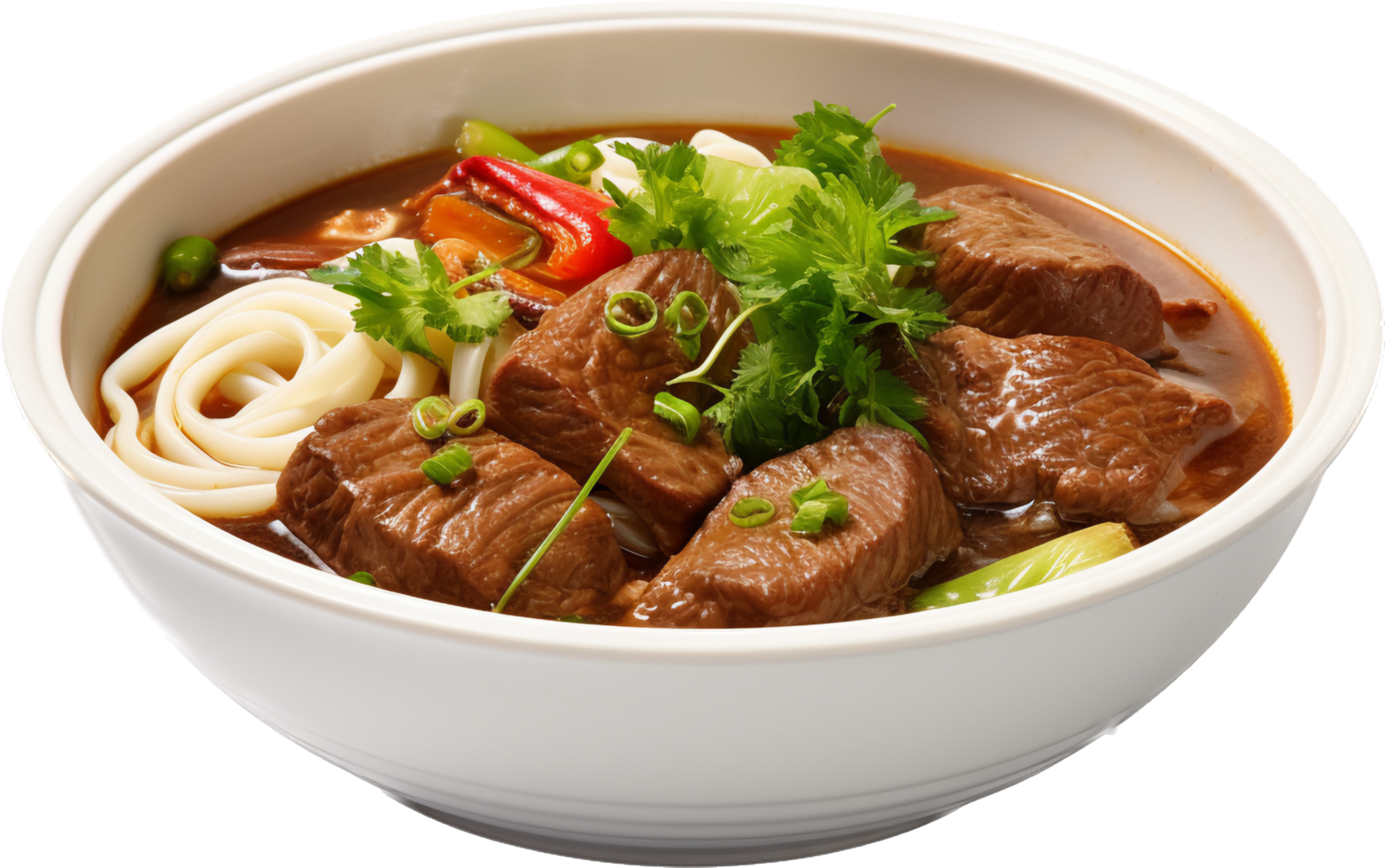 carne de vaca fideos sopa png con ai generado.