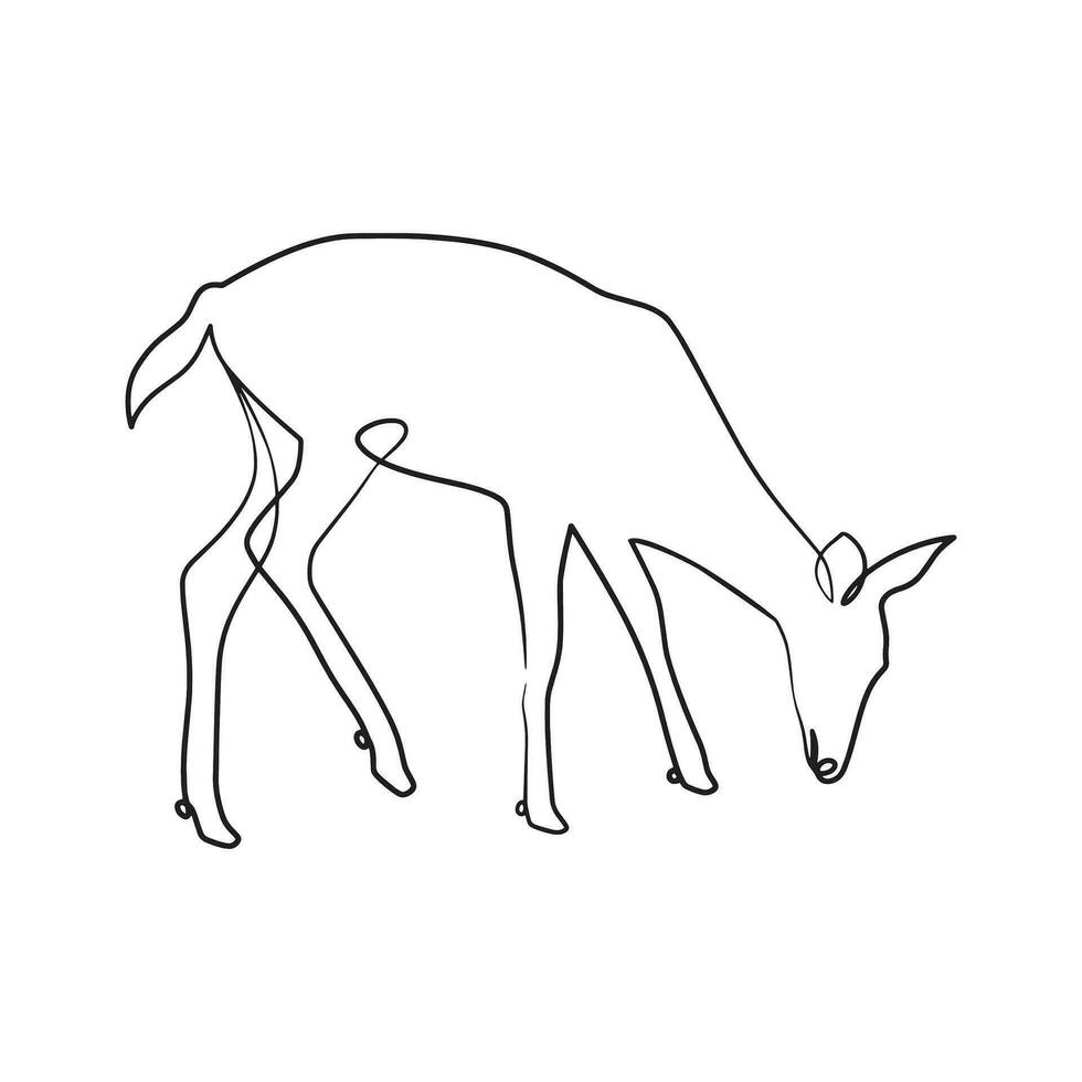 Deer continuous line art illustration. Deer one line art minimalism vector