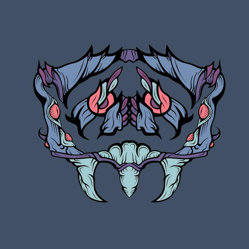 Abstract crab monster with lots of red eyes and big teeth vector