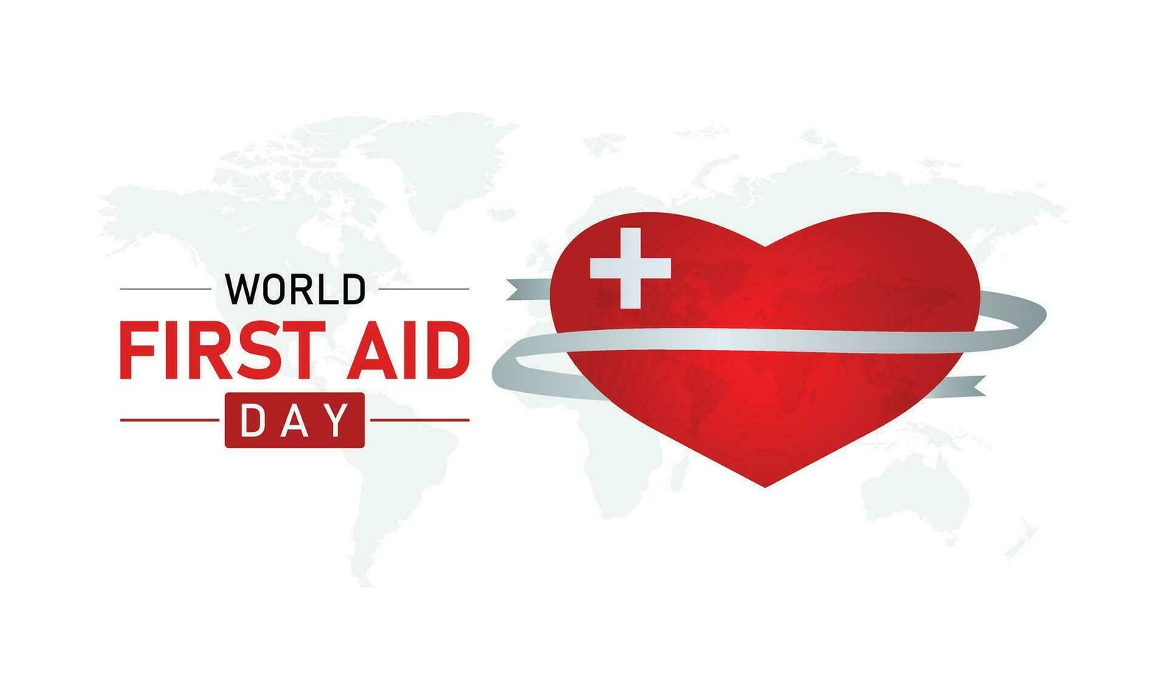 Vector illustration on the theme of World First Aid day observed each year on second Saturday of September. First aid box. Blood and heart design.