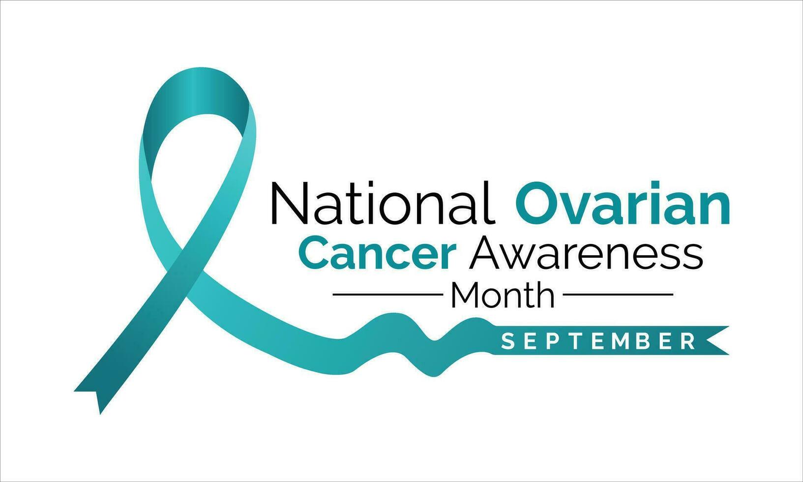 Ovarian Cancer awareness month is observed every year in September. banner design template Vector white background.