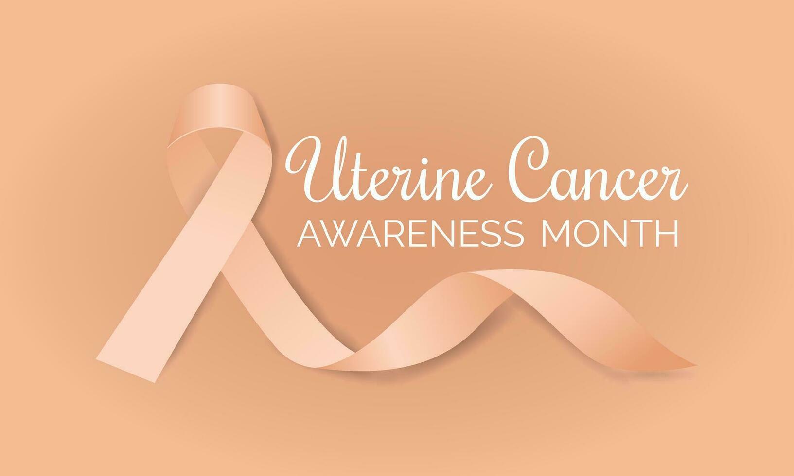 Banner with Uterine Cancer Awareness Realistic Ribbon.Awareness Month in September. Endometrial cancer and uterine sarcoma. vector