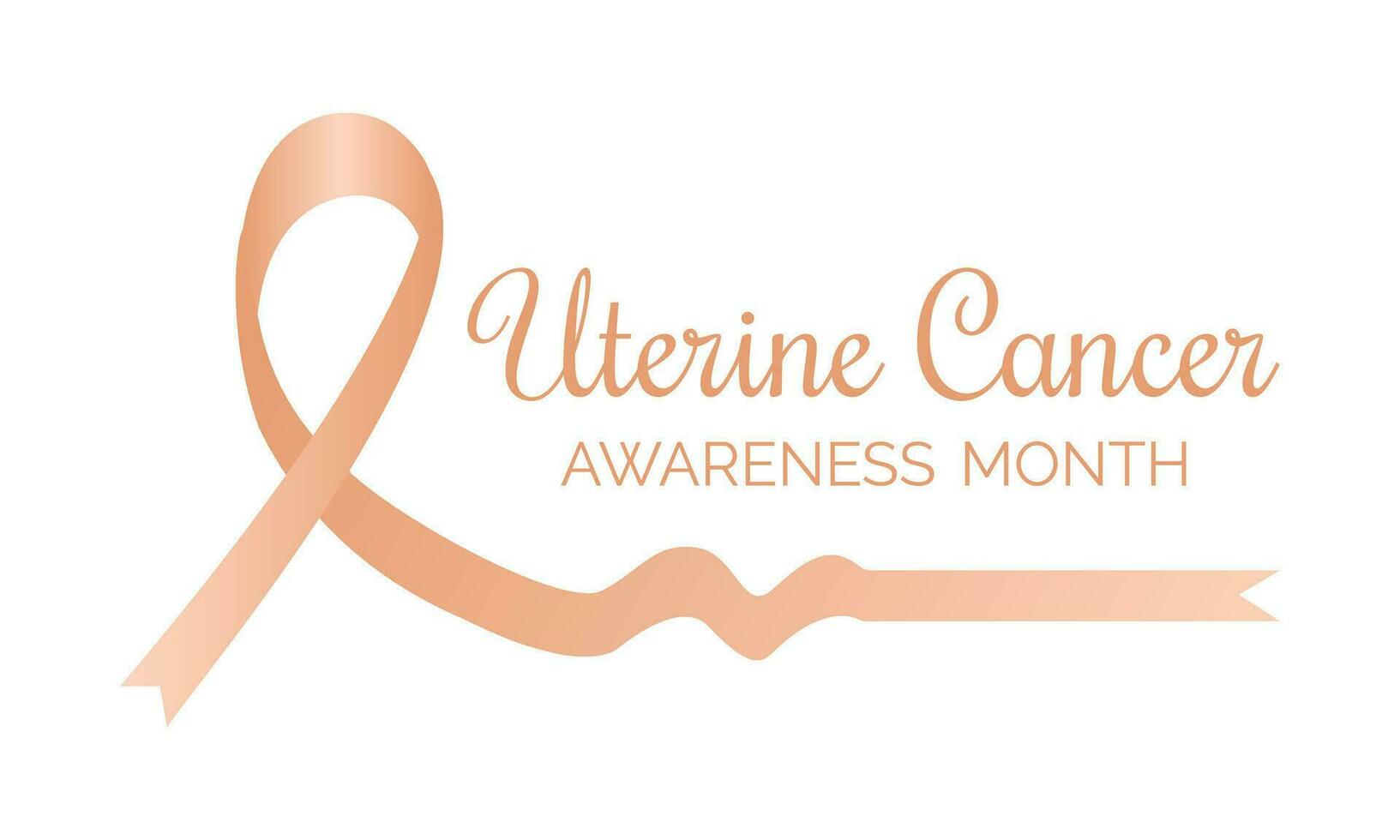 Banner with Uterine Cancer Awareness Realistic Ribbon.Awareness Month in September. Endometrial cancer and uterine sarcoma. vector