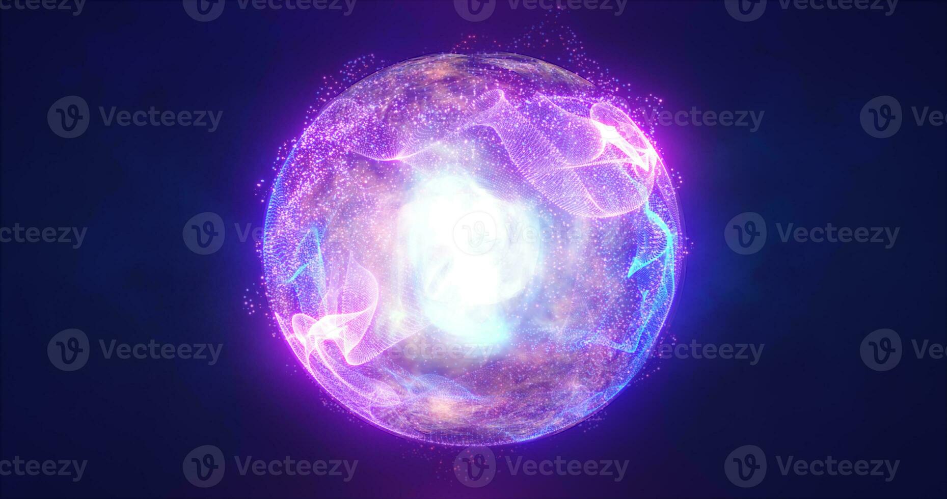 Abstract energy sphere with glowing bright particles energy scientific futuristic hi-tech background photo