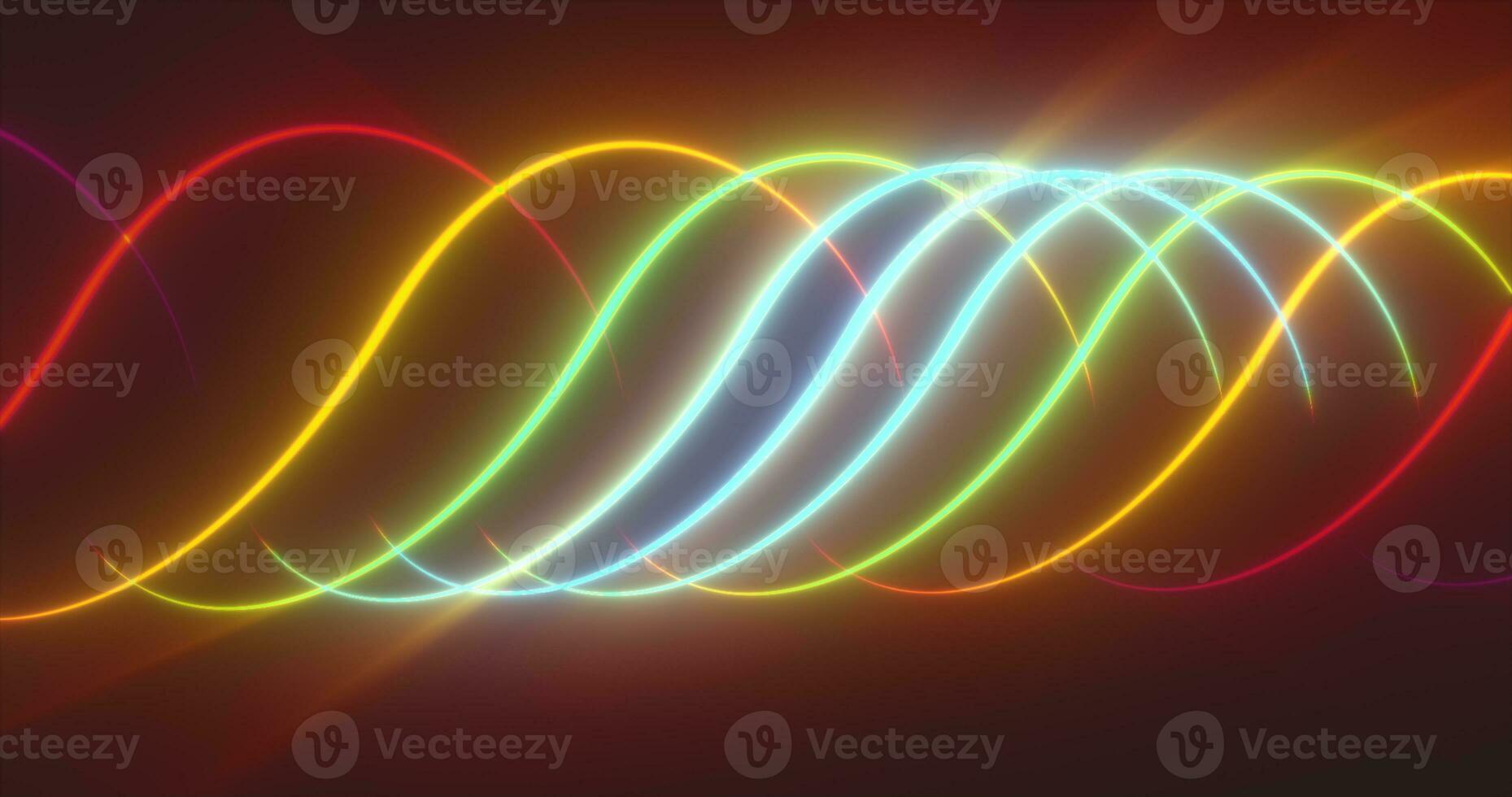 Abstract multicolored glowing bright magical energy lines on a black background photo