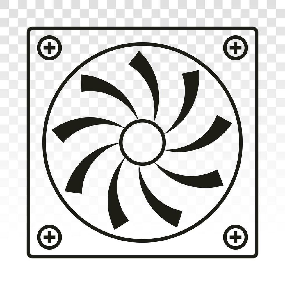 PC fan or computer fan line art icons for apps or website vector