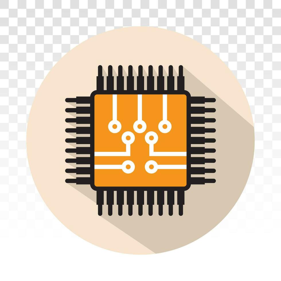 computadora chip o electrónico circuito tablero plano colores icono para aplicaciones y sitios web vector