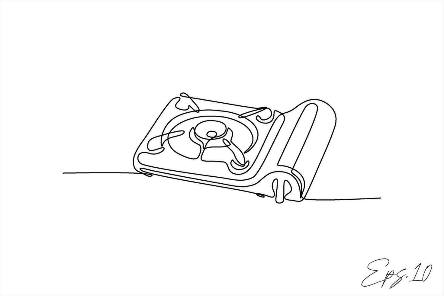 continuous line stove white background vector