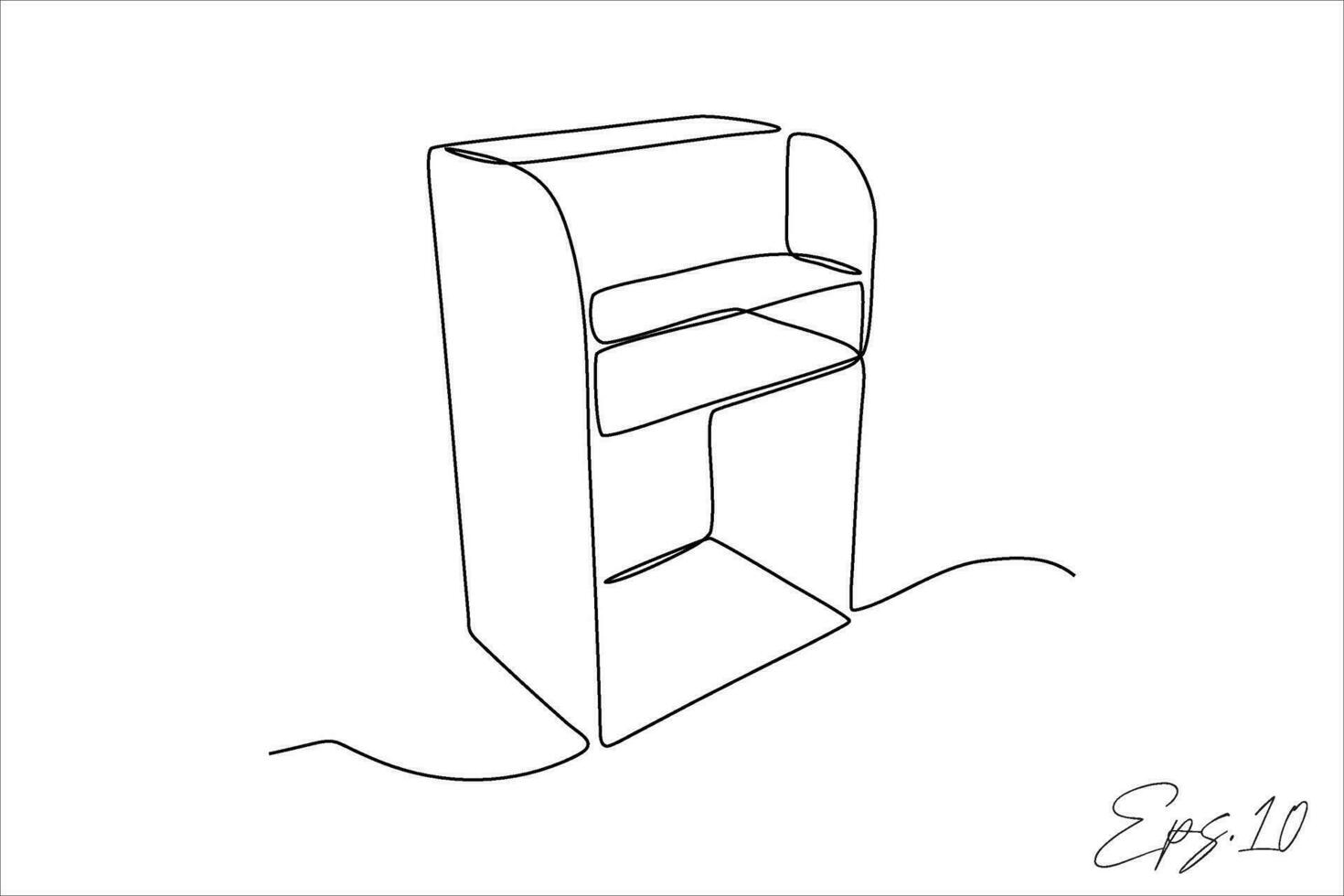 continuous line bookshelf white background vector