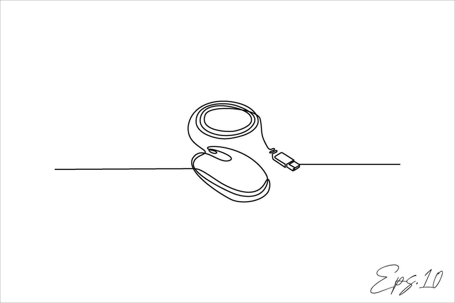 computer mouse continuous line vector illustration