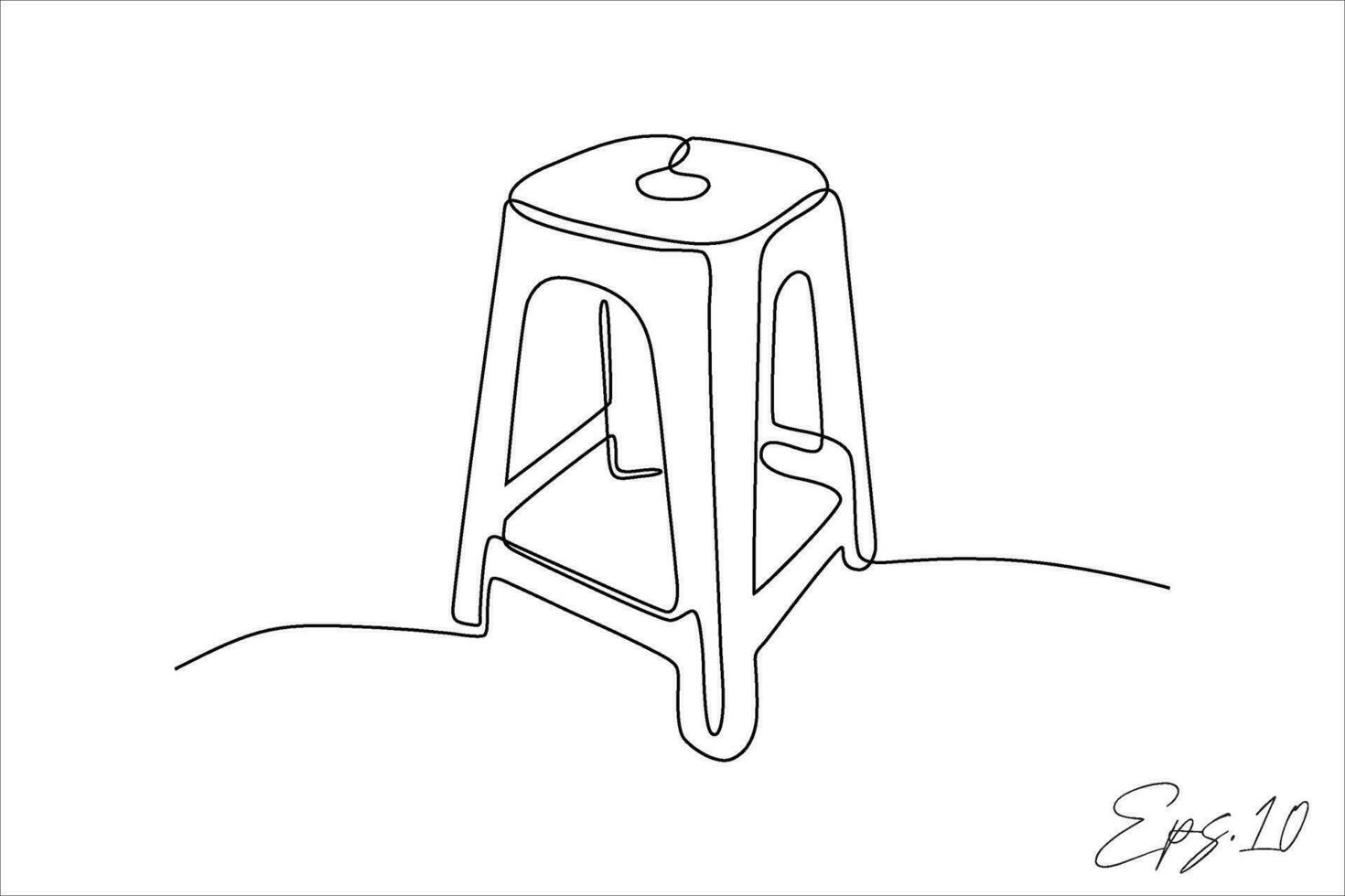continuous line of plastic chairs on white background vector