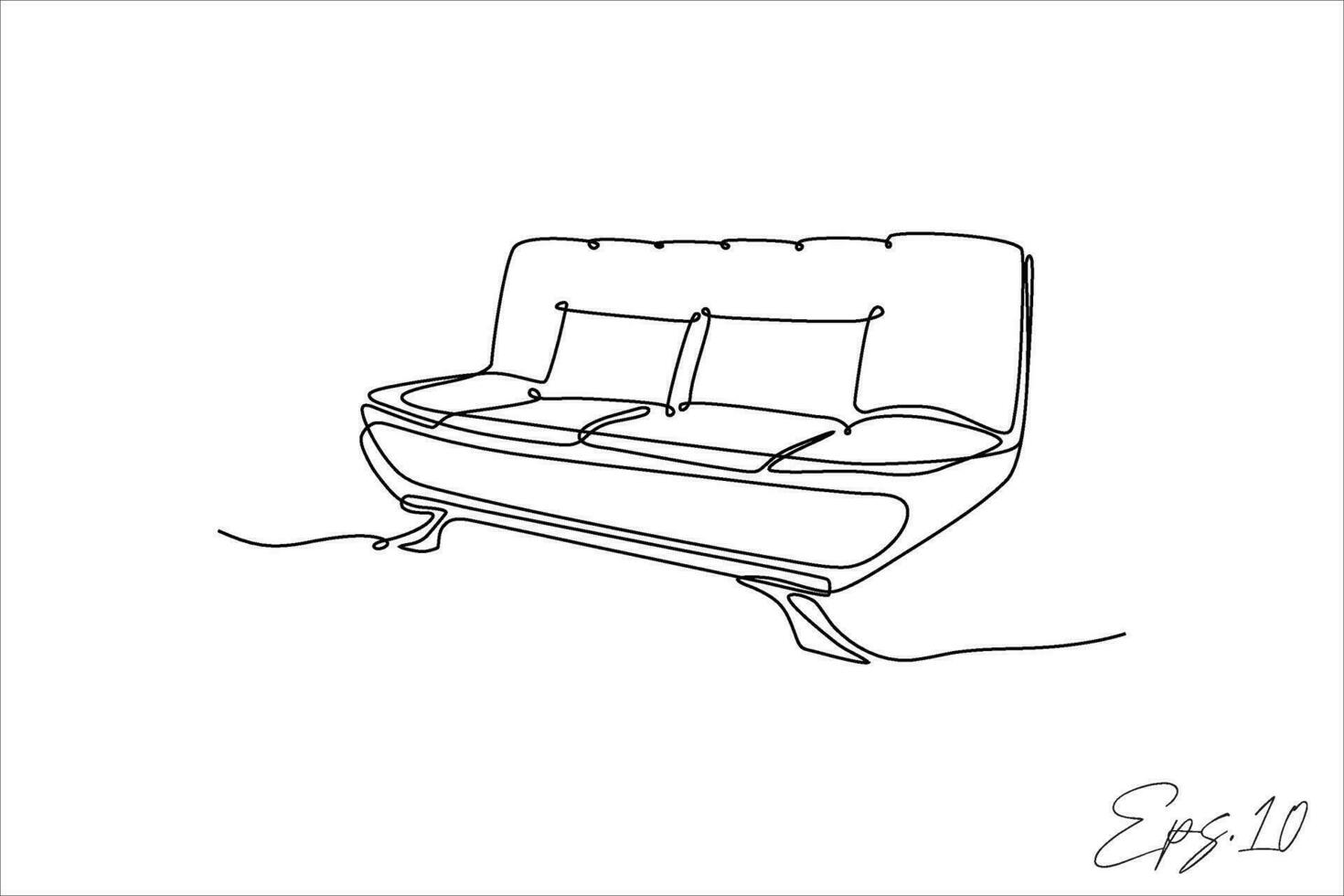 continuous line sofa armchair white background vector