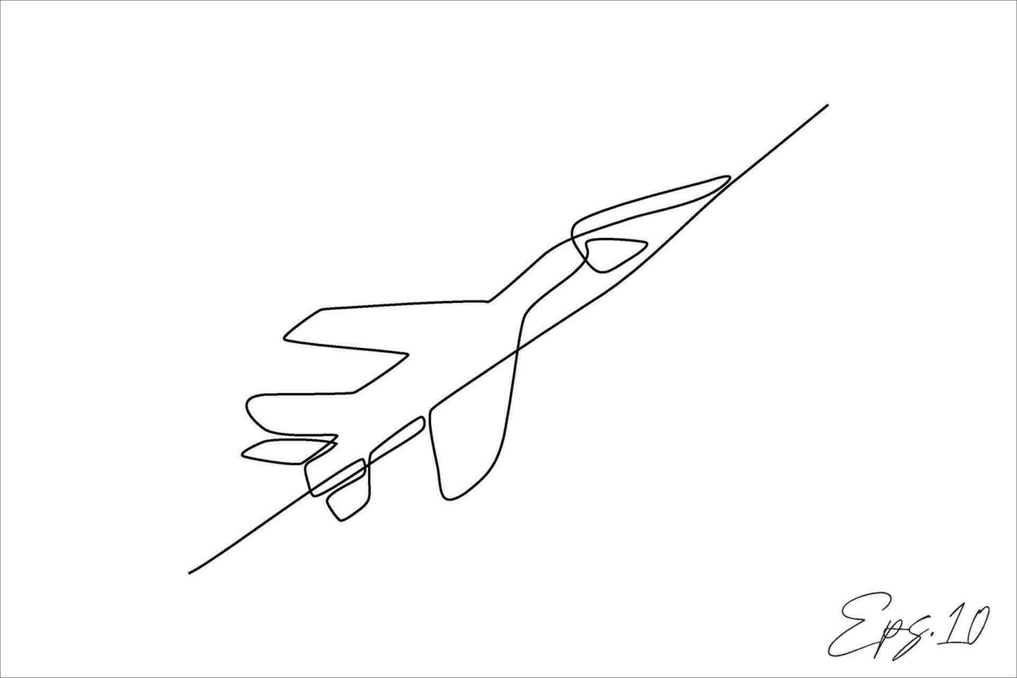 fighter plane continuous line vector illustration
