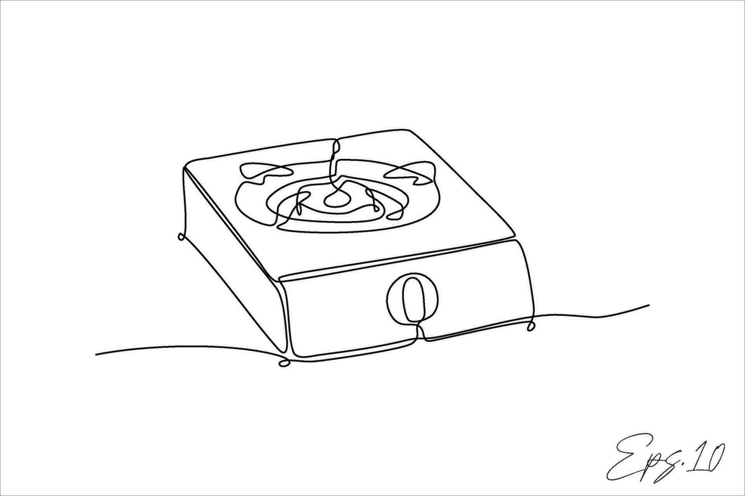 continuous line stove white background vector