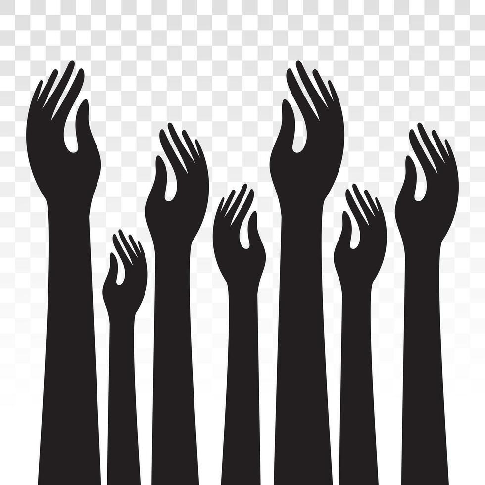 People raised hands or student raising hands flat icon vector