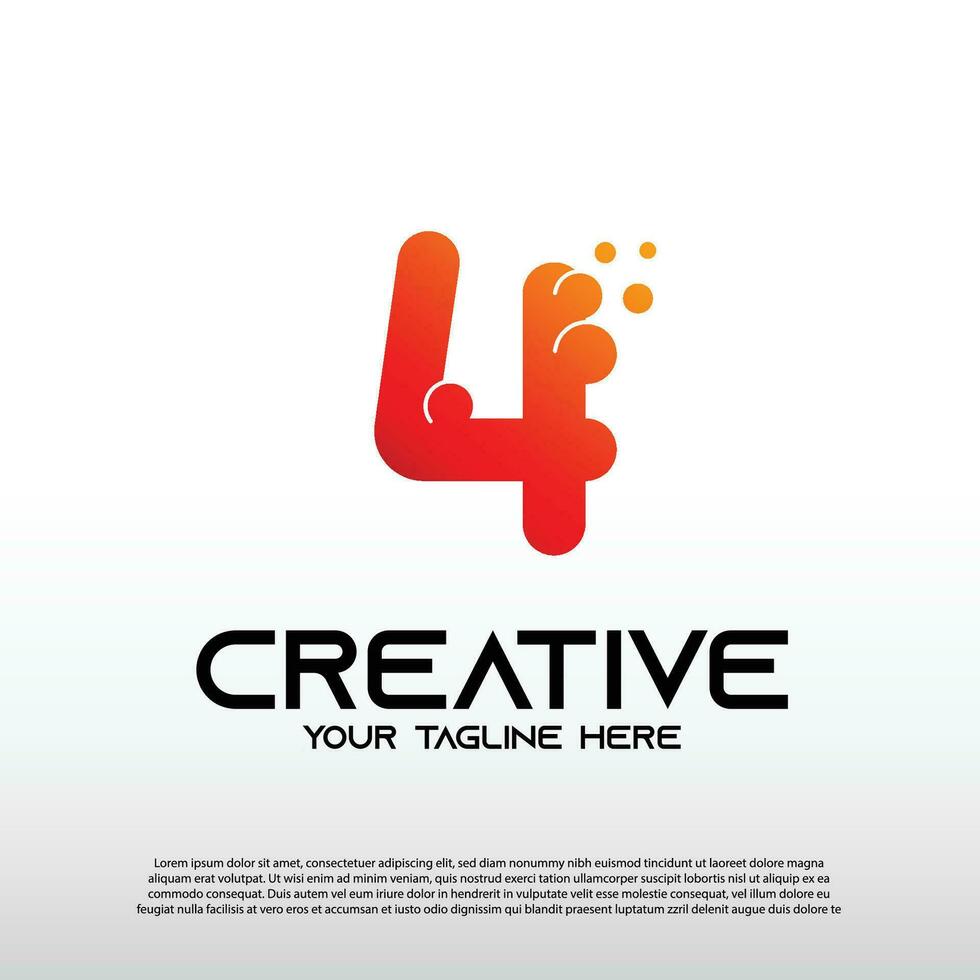 Creative logo with initial number four, 4. technology icon, illustration element-vector vector