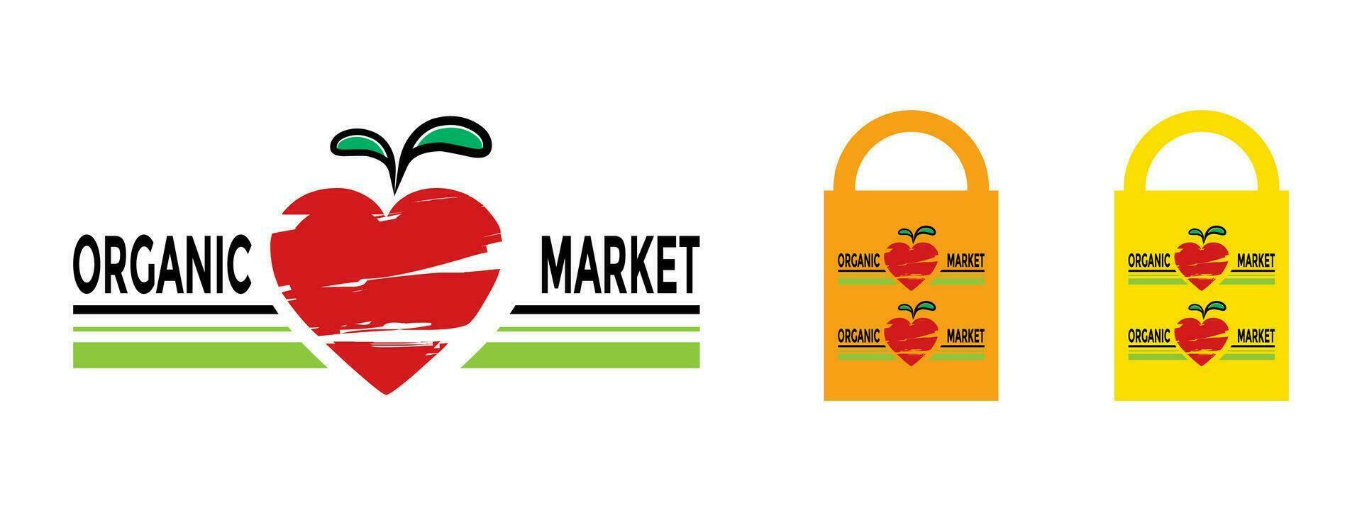 agricultores mercado bandera. local agricultura. ecológico, Fresco productos, certificado logo marcas para orgánico agricultura, comida historias, sano Fresco productos diseño ilustración de agrícola antecedentes vector