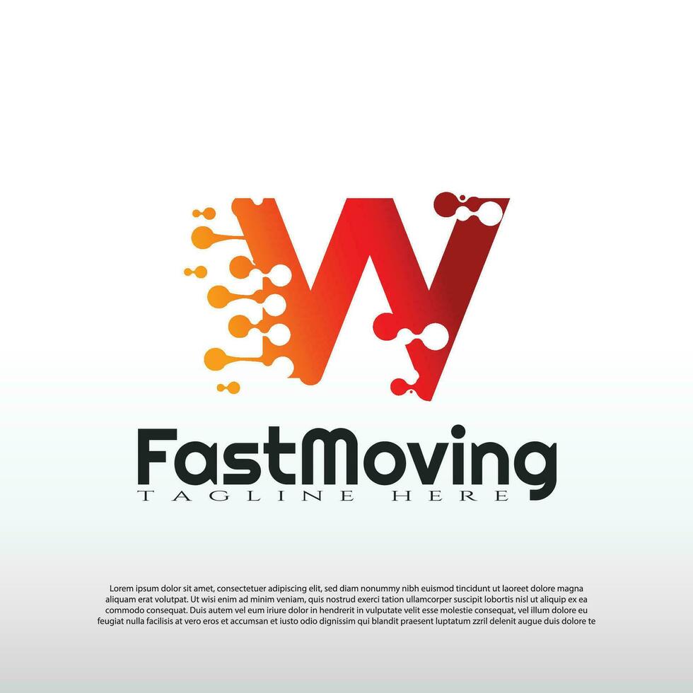 Fast Moving logo with initial W letter concept. Movement sign. Technology business and digital icon -vector vector