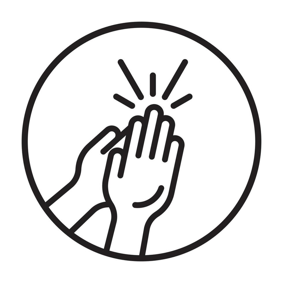 Rounded the clapping hands line art icon for apps or website vector