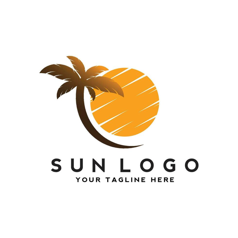 sun logo design on the horizon. summer sign or symbol. Sun icon vector. illustration element. vector