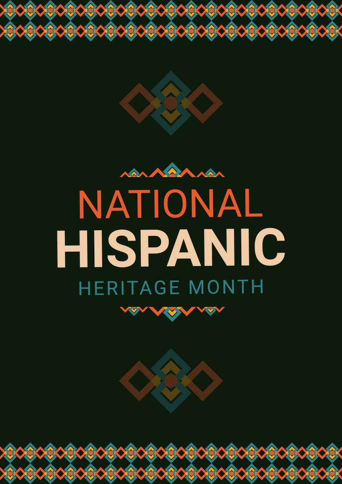 Hispanic heritage month. Abstract ornament poster design, retro style with text, geometry vector
