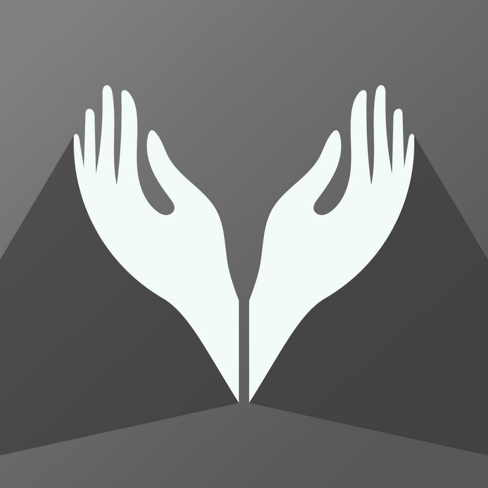 Hand icon. vector illustration of cupped hands