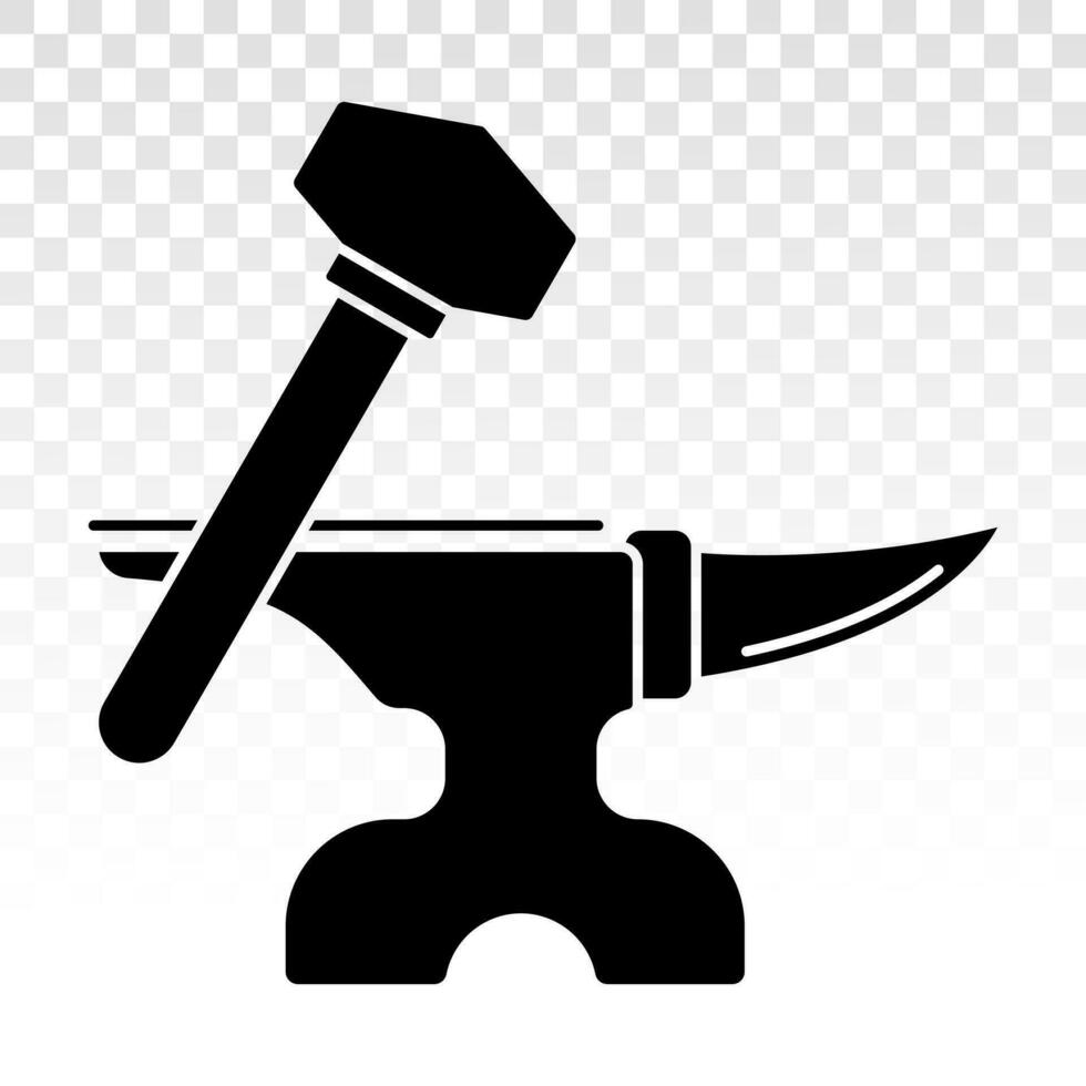 Blacksmith anvil with hammer flat icon for apps or website vector