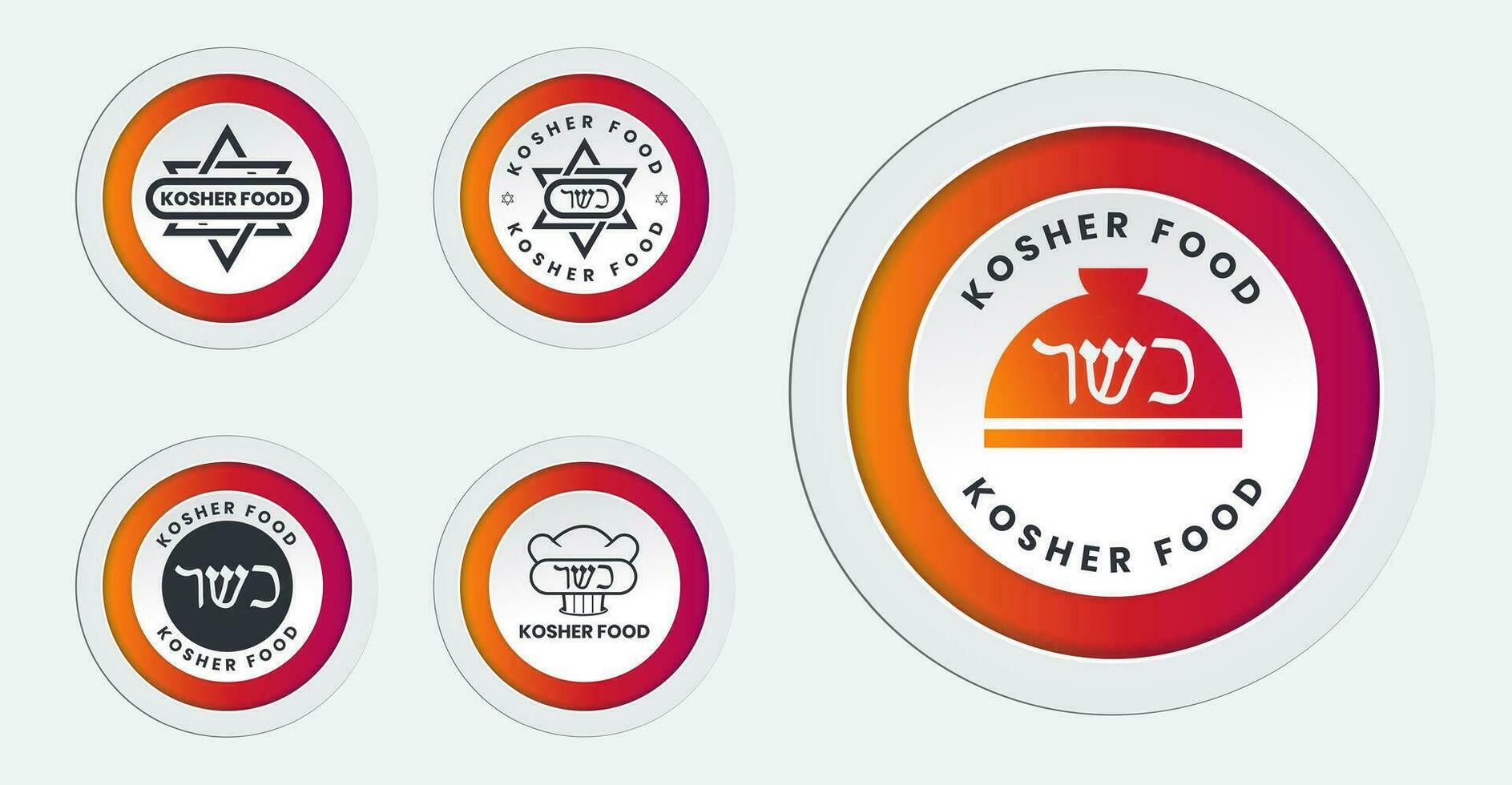 Kosher certification foods stamp, label, sticker or flat icons for apps or websites vector