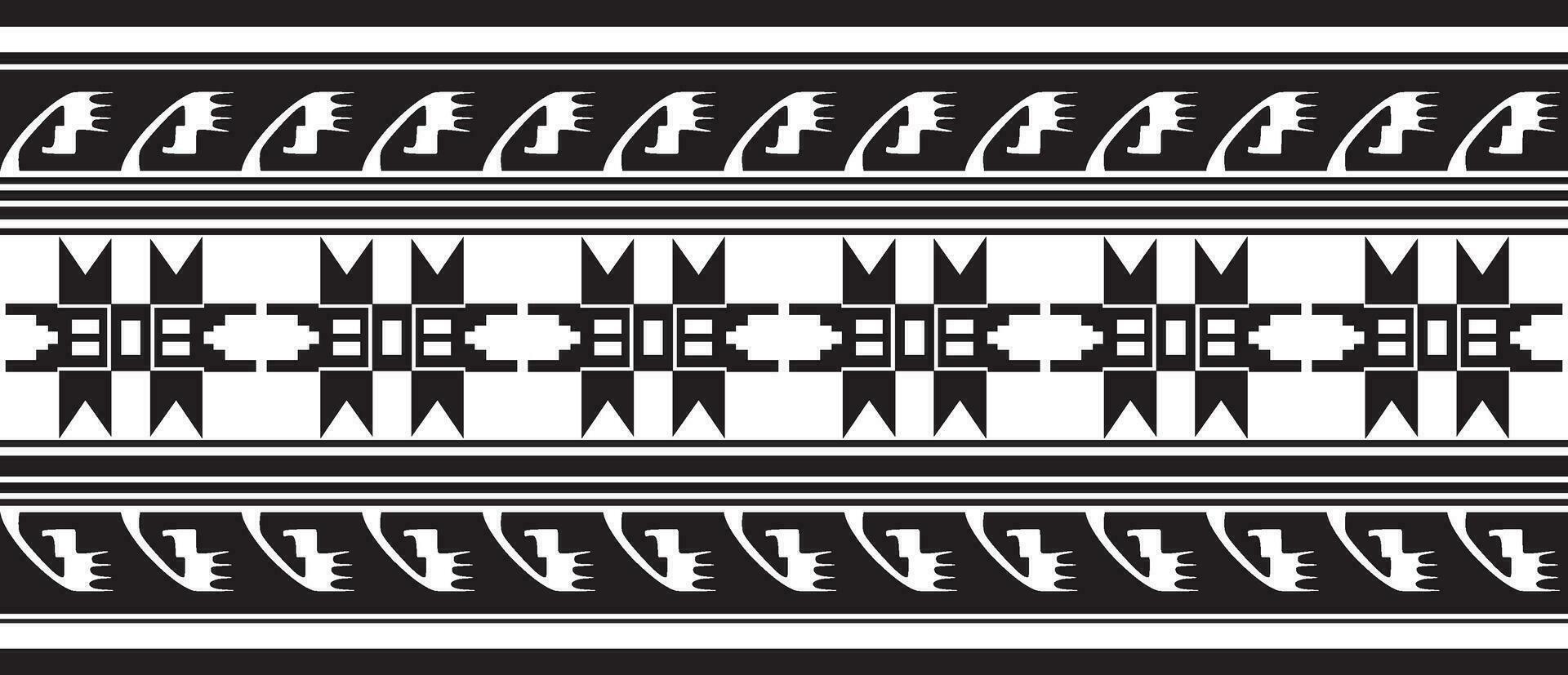 vector monocromo sin costura ornamento de nativo americanos, aztecas. interminable frontera de el tribus de sur y central America.