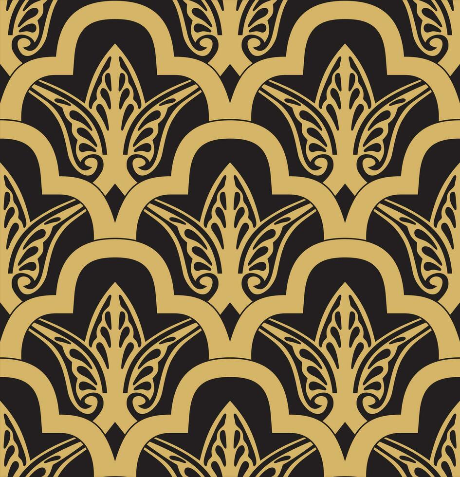 Vector golden seamless oriental national ornament, background. Endless ethnic floral pattern of Arab peoples. Persian painting.